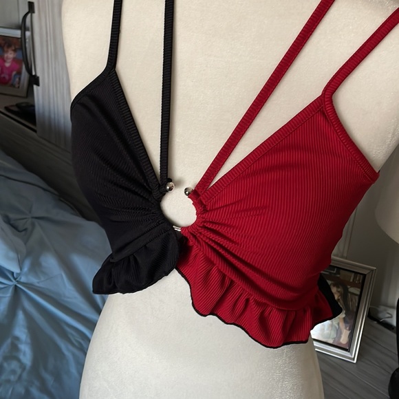 NWOT black & red halter top - Picture 2 of 9